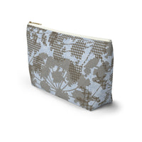 Floral Plaid Accessory Pouch w T-bottom in Aqua